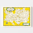 Vintage Map of Hartfordshire, United Kingdom 1950