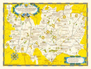 Vintage Map of Hartfordshire, United Kingdom 1950