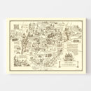 Vintage Map of Canterbury, England 1952