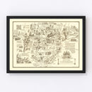 Vintage Map of Canterbury, England 1952