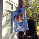 Brown Headed Mermaid on Blue House Flag 28x40 Porch Sleeve Pole Decorative Outside Yard Banner Artwork Wall Hanging, Polyester