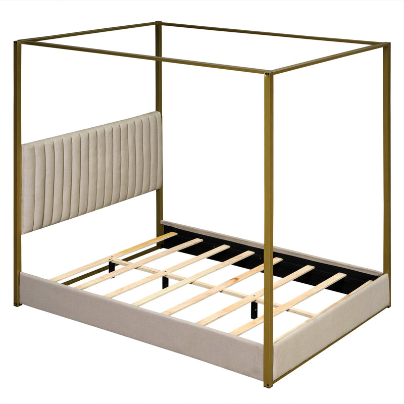 Walker Edison | Queen Size Upholstery Canopy Platform Bed