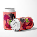 Black haired Mermaid on Red Can or Bottle Hugger Cooler Sleeve for Standard 12 oz Cans, Insulated Foam Beer & Soda Can Hugger Reusable