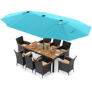 11 Pieces Patio Dining Set with LED Patio Umbrella with Base and Seat Cushions (Beige) by LJGDeals