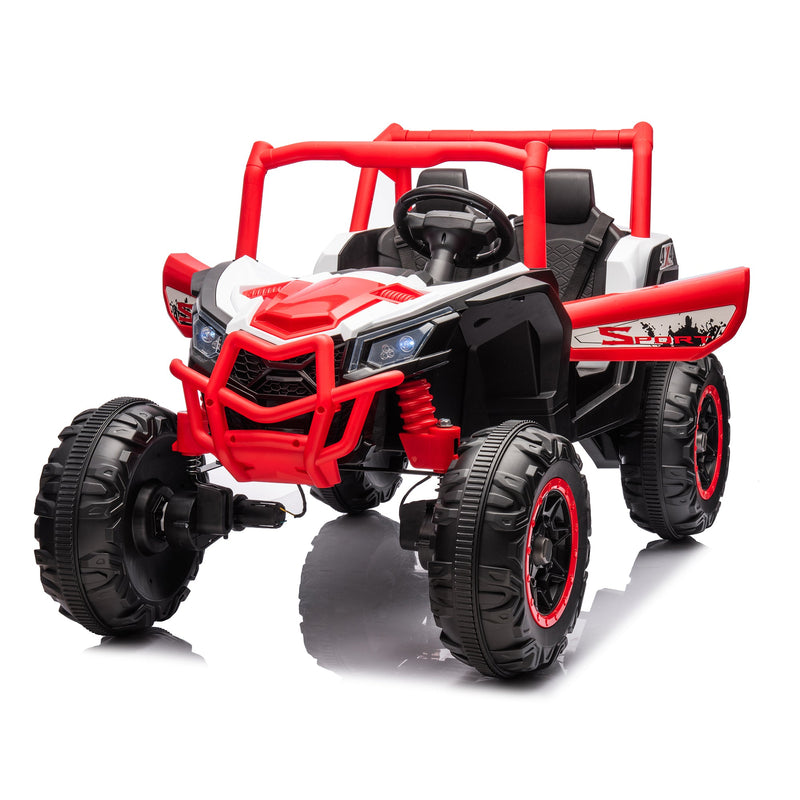 24V Ride On XXL UTV car for kid,2seater with two safety belts, Side by Side 4x4 Ride on Off-Road Truck with Parent Remote Control, Battery Powered Electric Car w/High Low Speed, two safety belts.