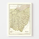 Vintage Map of Ohio 1845