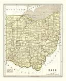 Vintage Map of Ohio 1845