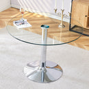 Modern Minimalist Circular Dining Table With Glass Top And Electroplated Metal Legs For Restaurants And Living Rooms - Silver / Transparent by HouseOfZazla