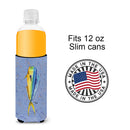 Fish Dolphin Slim Can Hugger , Insulated Foam Hugger for 12 oz Slim Cans, Beer Bottles & Water Bottles, Printed in USA