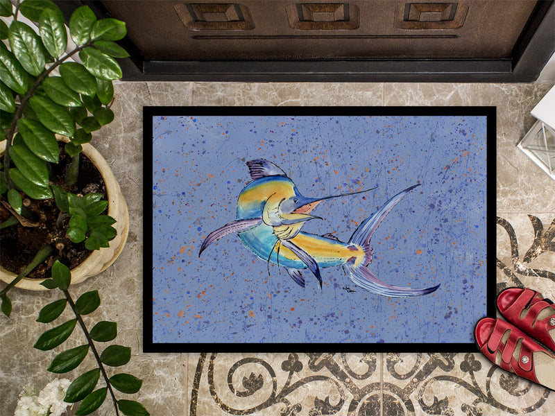 Blue Marlin Doormat - 24x36 Decorative Floor Mat – Indoor/Outdoor Rug
