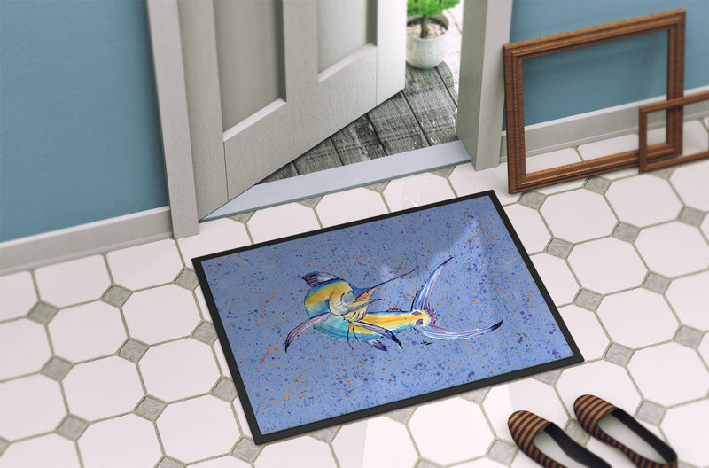 Blue Marlin Doormat - 24x36 Decorative Floor Mat – Indoor/Outdoor Rug