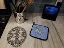 Blue Marlin Pot Holder Set of 2 Heat Resistant Quilted Hot Pads 7.5 x 7.5 Inch, Insulated Kitchen Trivets for Cooking & Baking