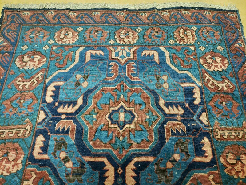 3'10" X 10' Antique Caucasian Seychor Rug Hand Made Wool Carpet Organic Dye Nice