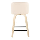 Toriano - Contemporary Modern Design Fixed Height Counter Stool With Swivel With Square Footrest (Set of 2)