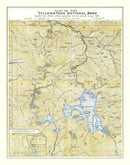 Vintage Map of Yellowstone National Park, 1882