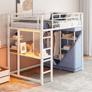 Loft Bed With Desk, Shelves, Power Outlet, LED Light And Wardrobe by Unique Piece Furniture