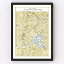 Vintage Map of Yellowstone National Park, 1882