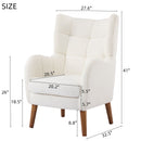 Accent Chair With Birch Wood Legs - White by HouseOfZazla