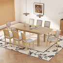 Topmax - Rustic Extendable Dining Table Set With Removable Leaf, 6 Upholstered Armless Dining Chairs And 2 Padded Arm Chairs, 9 Pieces by HouseOfZazla