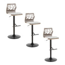 Folia - Mid Century Modern Adjustable Barstool With Swivel With Straight T Footrest (Set of 3) by HouseOfZazla