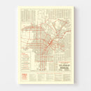 Vintage Map of Los Angeles, California 1914