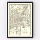 Vintage Map of Los Angeles, California 1908