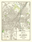 Vintage Map of Los Angeles, California 1908