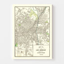 Vintage Map of Los Angeles, California 1908