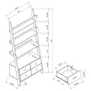 Shasta - 5 Shelf Ladder Bookshelf With Drawers - Cappuccino