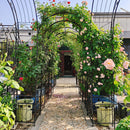 Metal Garden Arch With Two Plant Stands Wide High Climbing Plants Support Rose Arch Outdoor - Black