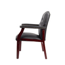 Leather Reception Guest Chairs With Padded Seat And Arms Ergonomic Mid-Back Office Executive Side Chair For Meeting Waiting Room Conference Office Guest Chairs - Black by HouseOfZazla