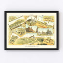 Vintage Map of Los Angeles, California 1888