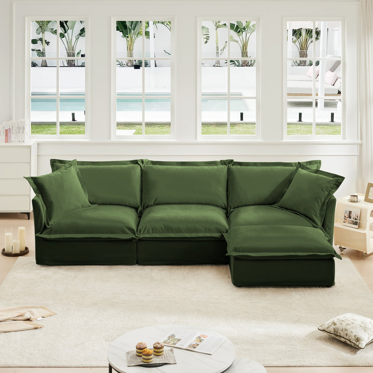 L-Shaped Slipcovered Sectional Sofa, photo 2 of 10
