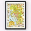 Vintage Map of San Diego, California 1928