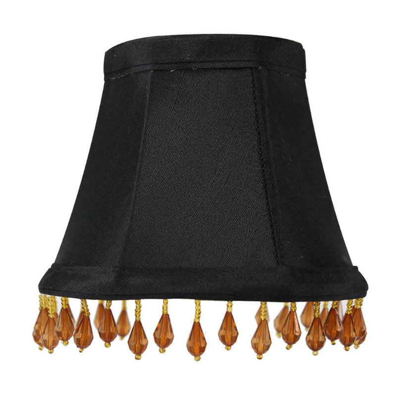 5"W x 4"H Set of 6 Candelabra Stretch with Gold Liner Amber Beads Clip-On Lampshade