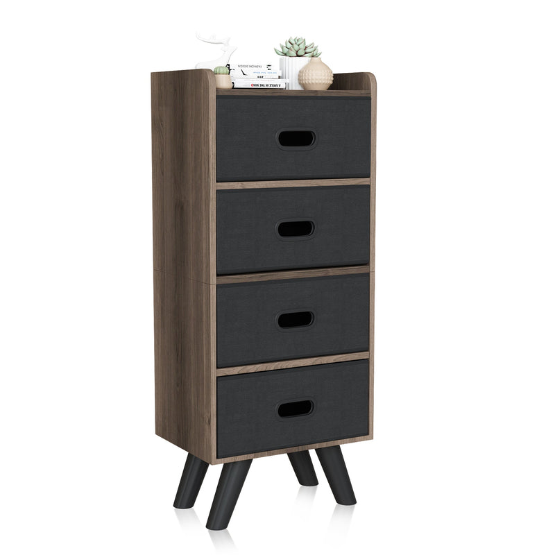 4 Drawer Fabric Dresser Storage Tower, 4-Tier Wide Drawer Dresser, Fabric Storage Tower with Handrail and Removable Drawers, Organizer Unit for Bedroom, Closet, Entryway, Hallway, Nursery Ro