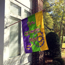 Mardi Gras Throw me something mister House Flag 28x40 Porch Sleeve Pole Decorative Outside Yard Banner Artwork Wall Hanging, Polyester