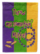 Mardi Gras Throw me something mister House Flag 28x40 Porch Sleeve Pole Decorative Outside Yard Banner Artwork Wall Hanging, Polyester