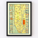 Vintage Map of Manhattan, New York 1933