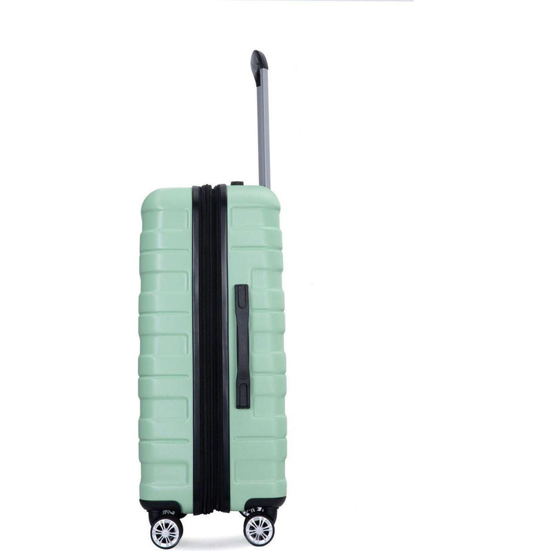 3 Piece Luggage Sets PC Lightweight & Durable Expandable Suitcase with Two Hooks, Double Spinner Wheels, TSA Lock, (21/25/29) Light Green