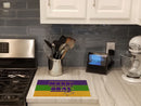 Mardi Gras Cutting Board Tempered Glass Kitchen Cutting Surface, Heat Resistant Chopping, Non-Slip Feet, Food Prep & Serving