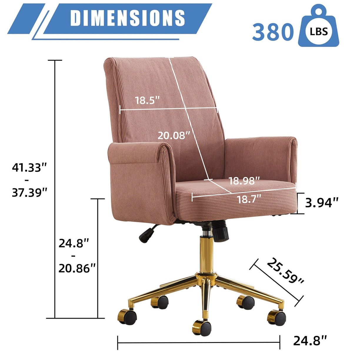 Ergonomic Mid-Back Office Chair With Striped Fabric, photo 7 of 12