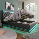 Upholstered Bed, 360 Surround LED Function, Remote Control, Hydraulic Storage Bed With USB, Type-C Charging (Without Mattress) by HouseOfZazla