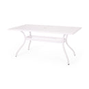 Celestine Outdoor Cast Aluminum Dining Table with Floral Lattice Design and Umbrella Holder by HouseOfZazla