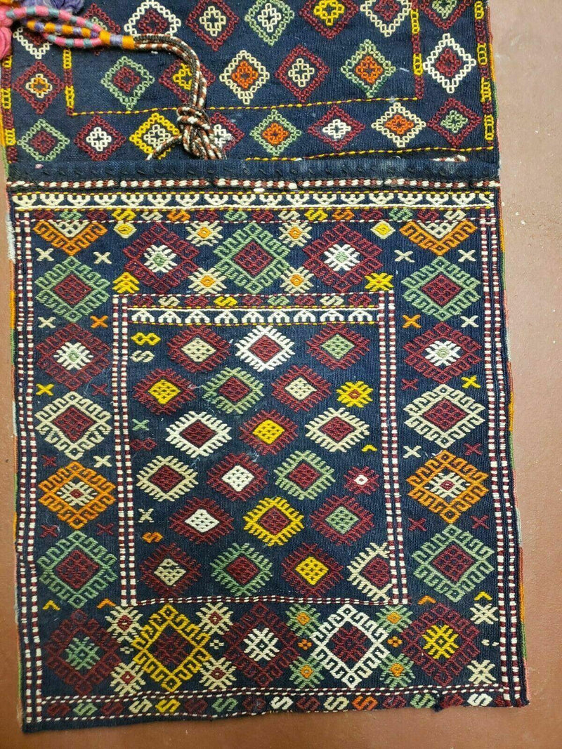 2' X 4' Handmade Turkish Tribal Kilim Wool Rug Double Saddle Bag Khorjin Nice