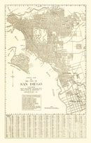 Vintage Map of San Diego, California 1914