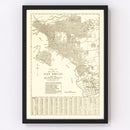 Vintage Map of San Diego, California 1914