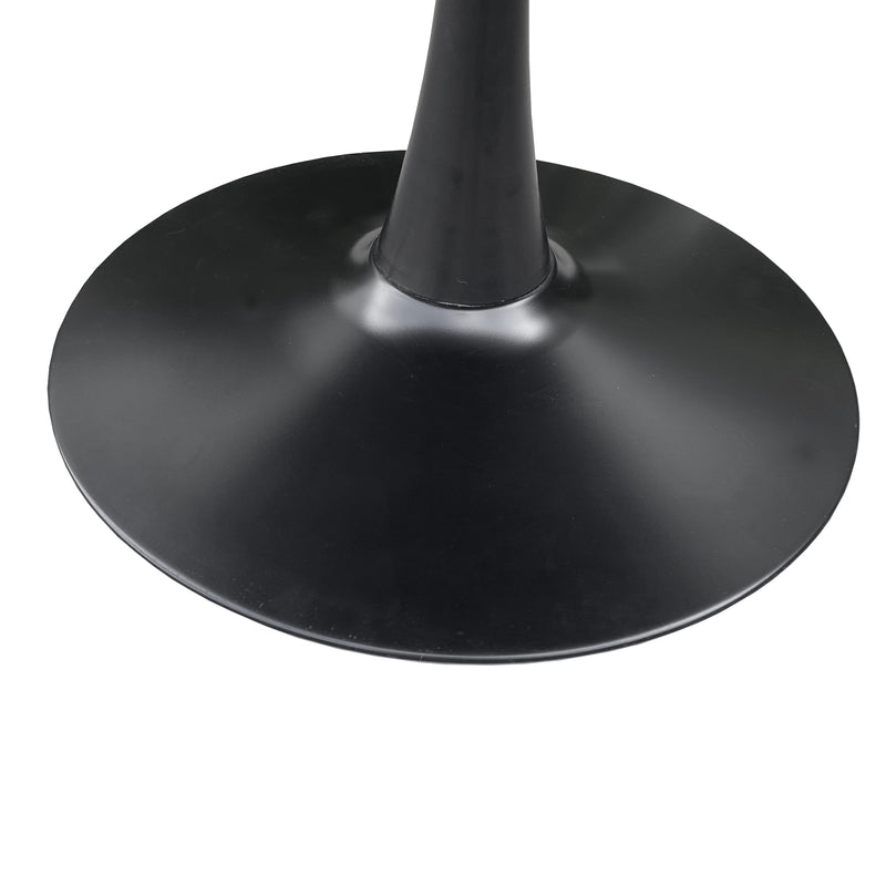 42.12" Modern Round Dining Table with Printed Black Marble Table Top, Metal Base Dining Table, End Table Leisure Coffee Table