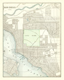 Vintage Map of San Diego, California 1912