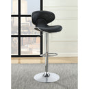 Bar Stool With Curved Design, Height Adjustable & Swivel Base (Set of 2) - Black